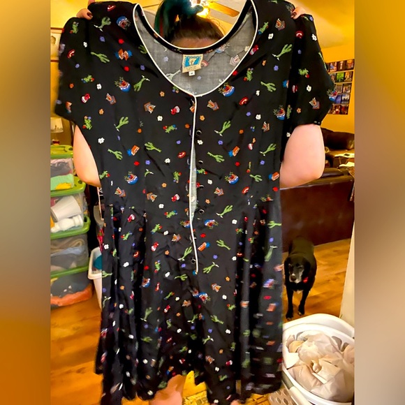 Vintage Desert West by Sherry Holt Black Dress Medium with Southwest Print - Picture 1 of 5